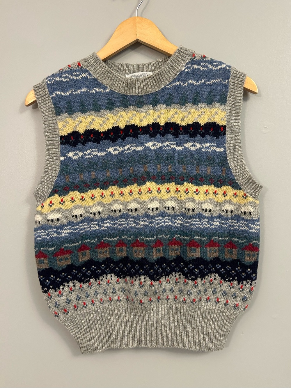 The Villager Vintage Shetland Wool Sweater Vest in Heather Gray Size Medium